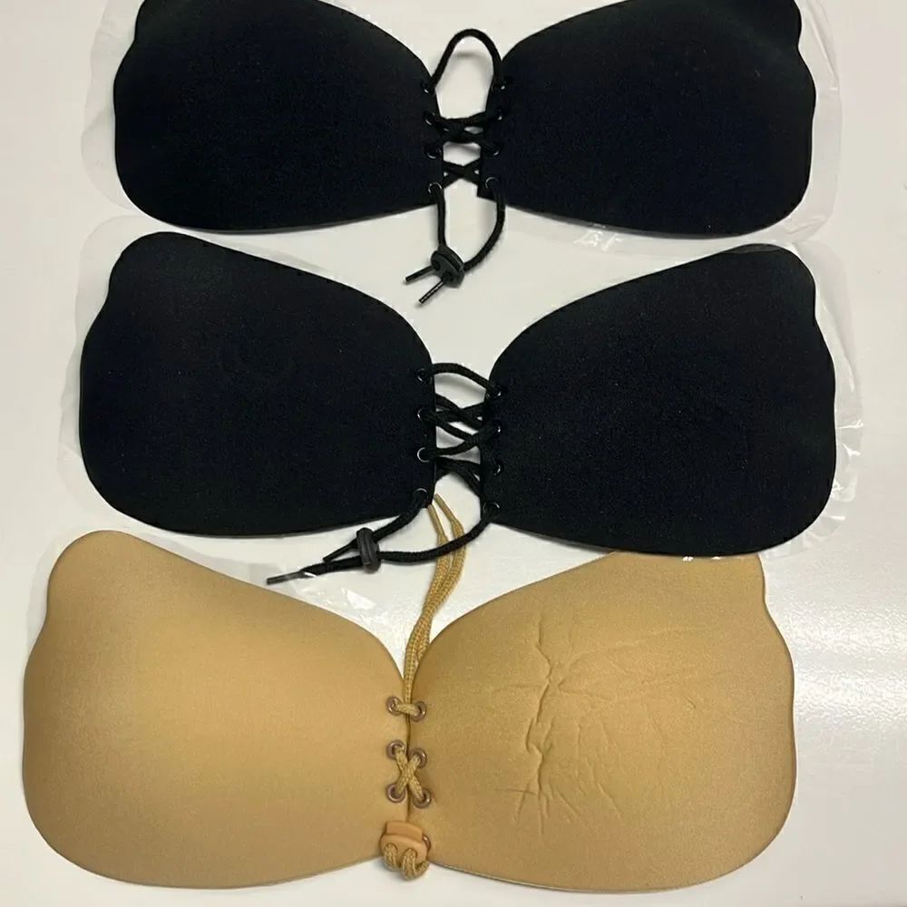 Set of (3) Adhesive Reusable Adjustable Push-up Bras- “B” Bra Size- New
